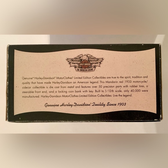 1933 Harley-Davidson Flathead Sidecar Motorcycle Diecast Replica Bank - Picture 10 of 11